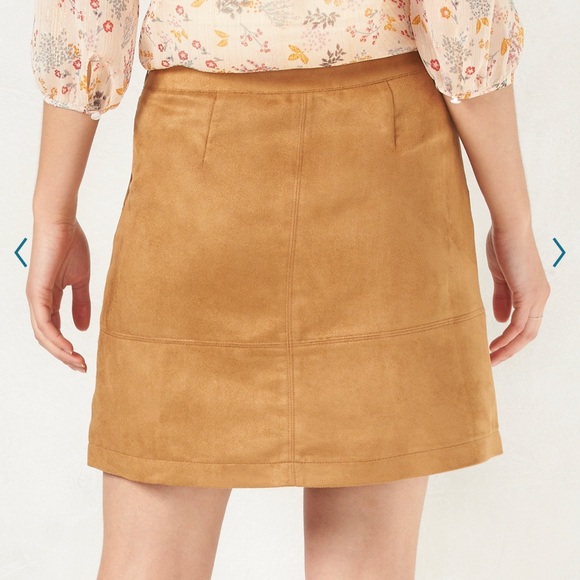 LC Lauren Conrad Lace Up Front Faux Suede Skirt - Picture 3 of 12